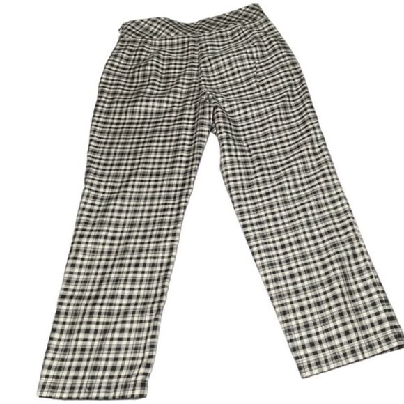The Korner Anthropologie Wm’s Sz 8 Tan Black Plaid Check Cotton Trouser Pants - Picture 1 of 5